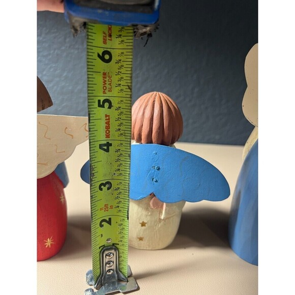 Vintage Set of 3 Midwest of Cannon Falls Wood Peace Love Joy Angel Figurines - Picture 8 of 9